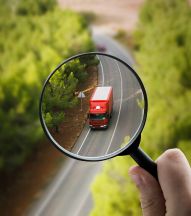 Imagem de uma lupa olhando o caminhão